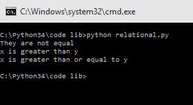 Example for Relational Comparison Operators